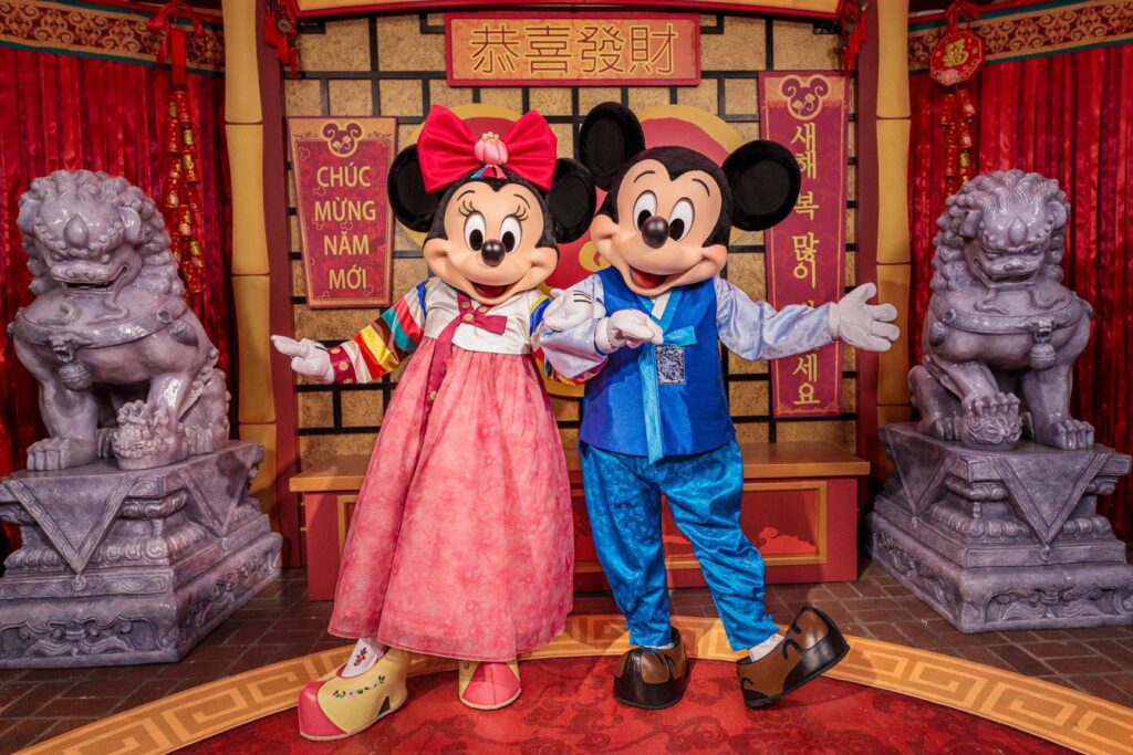 Mickey and Minnie Mouse as seen during the Lunar New Year Celebration at Disney California Adventure