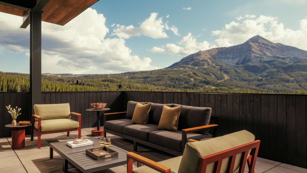 A King Suite terrace with mountain views at One&Only Moonlight Basin