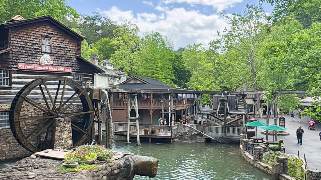 Grist Mill and surrounding area at Dollywood theme park in Pigeon Forge, Tennessee