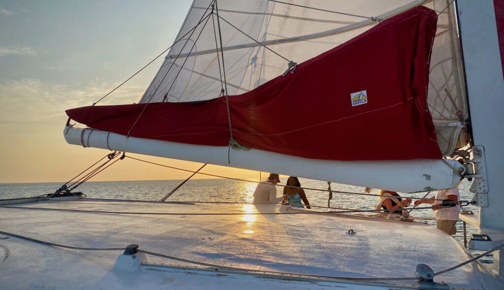 Sunset on a sailboat in Aruba