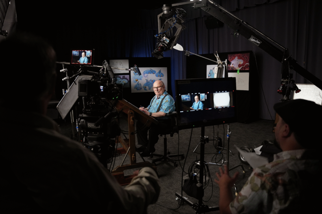 Disney Animation artist Eric Goldberg being filmed for Olaf Draws!