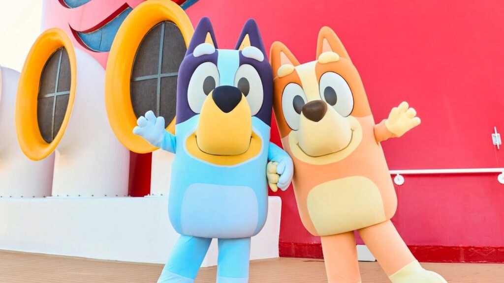 Bluey and Bingo on a Disney Cruise ship