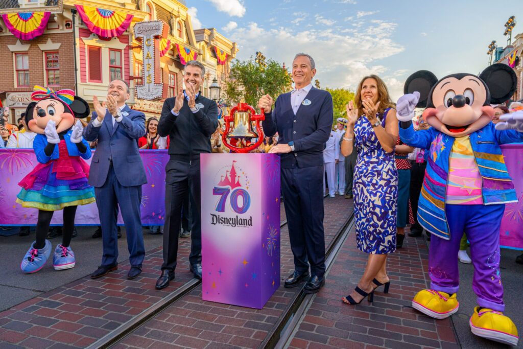 Josh D'Amaro, Bob Iger and Thomas Mazloum at Disneyland Resort