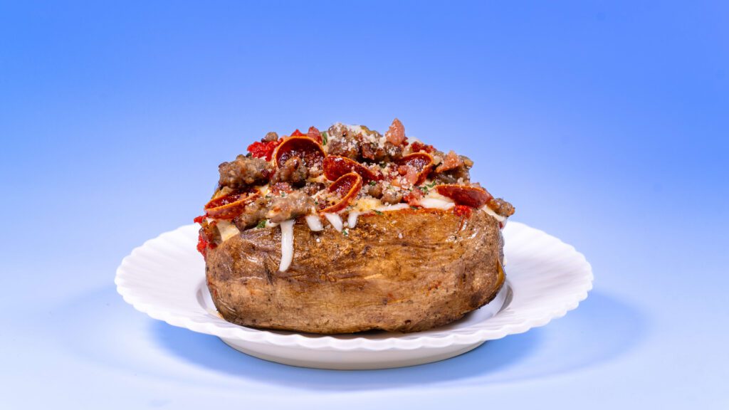 Loaded pizza baked potato