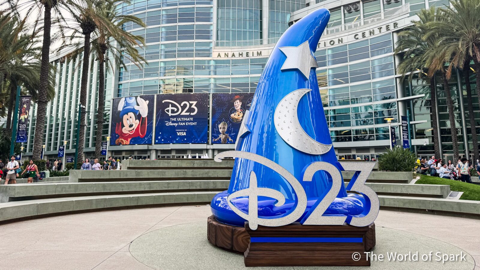 D23 Sorcerer Mickey display outside the Anaheim Convention Center