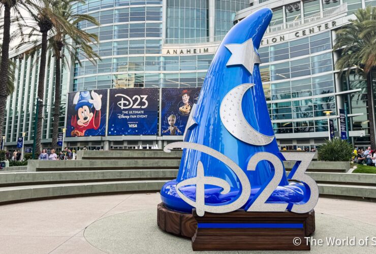 D23 Sorcerer Mickey display outside the Anaheim Convention Center