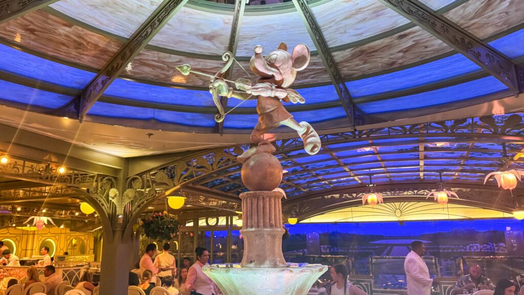 Mickey Mouse fountain in The Enchanted Garden aboard the Disney Dream