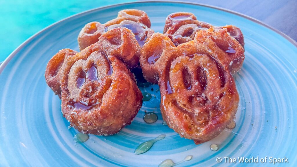 A plate of Churro Mickey Waffles aboard Disney Cruise Line