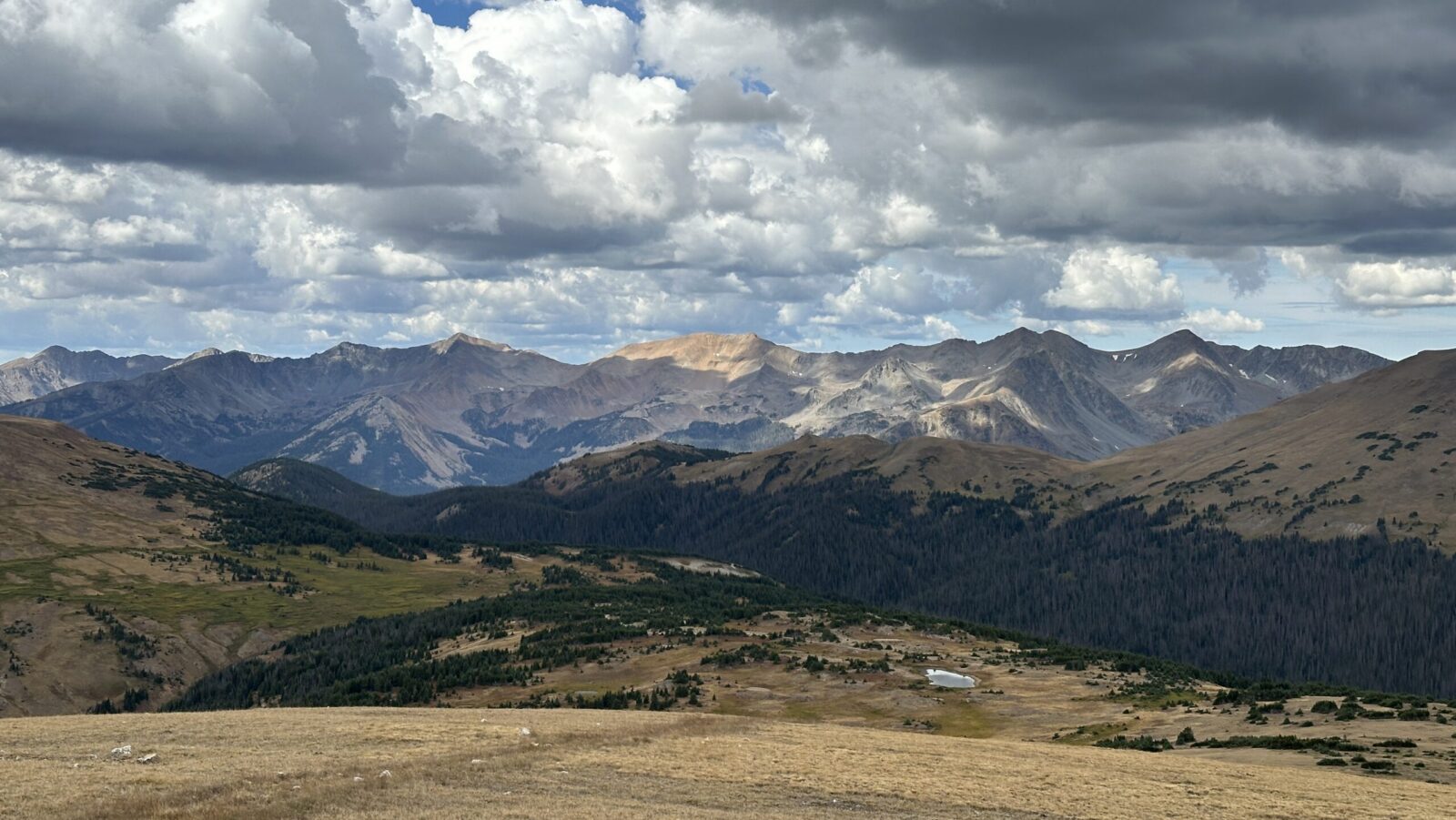 A view of the Rocky Mountains from a vantage point on Trail Ridge Road near Estes Park, Colorado