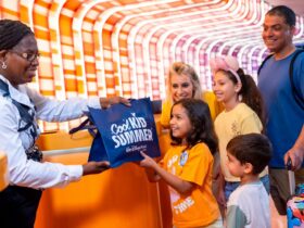 Family checking in at Disney World.
