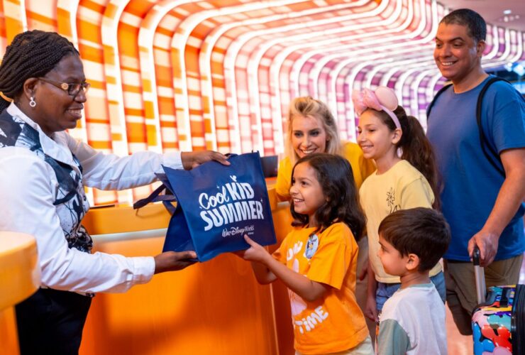 Family checking in at Disney World.