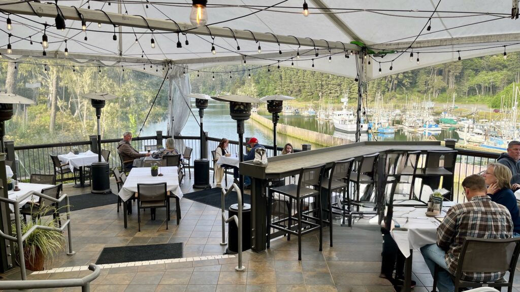 Patio of Noyo Harbor restaurant