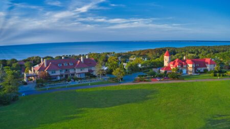 An aerial view of The Mansion side of Ocean Edge Resort & Golf Club