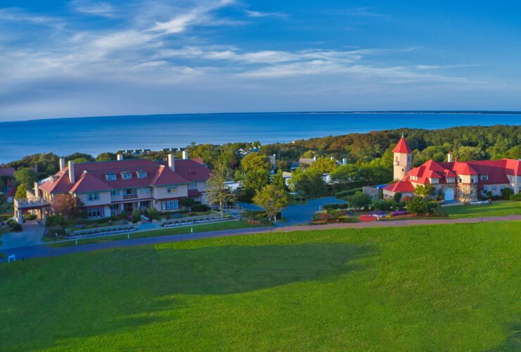 An aerial view of The Mansion side of Ocean Edge Resort & Golf Club