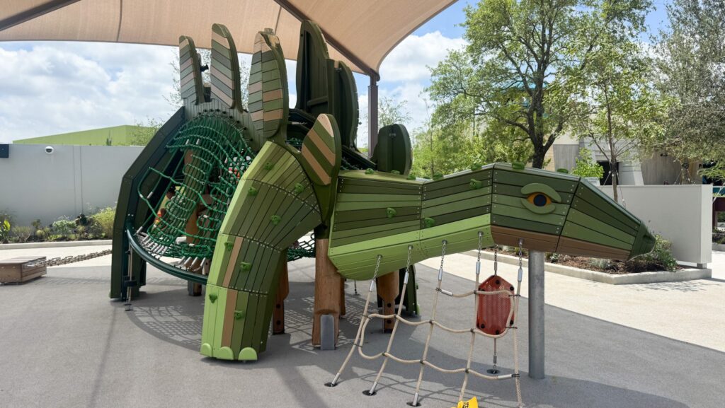 Shaded play area at Jurassic World Adventure Camp in Universal Kids Resort