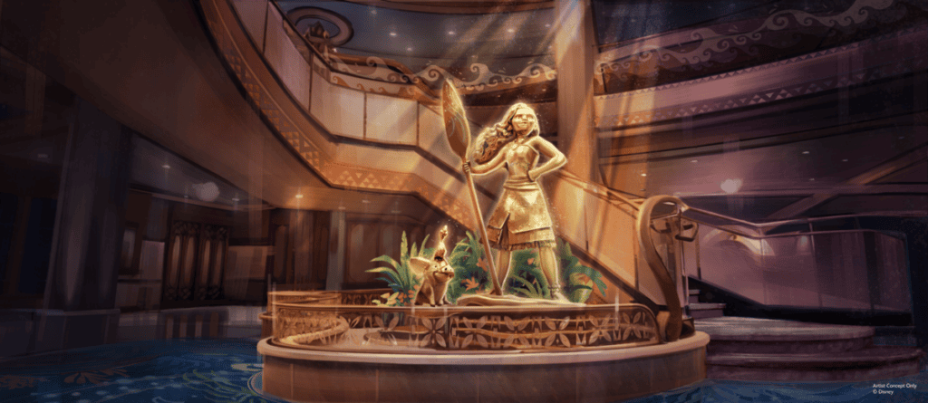 Concept art for Moana Grand Hall statue on the Disney Believe
