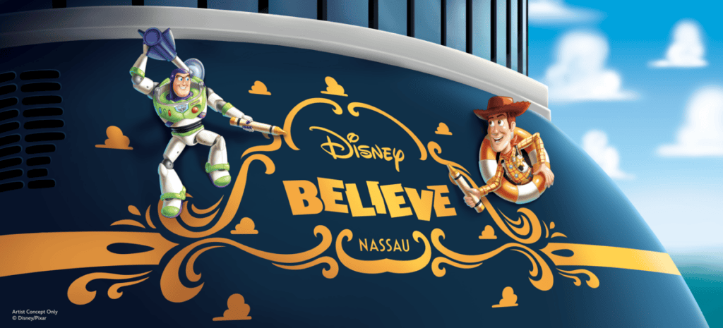 Concept art for Woody and Buzz stern characters on the Disney Believe