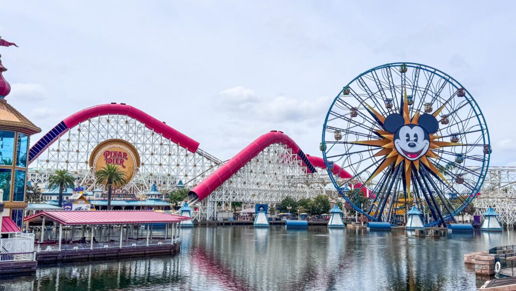 Pixar Pier, including Incredicoaster and Pixar Pal-Around, at Disney California Adventure