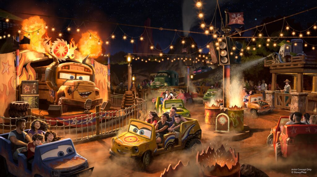 Concept art for Miss Fritter's Daredevil Spin-Along at Magic Kingdom