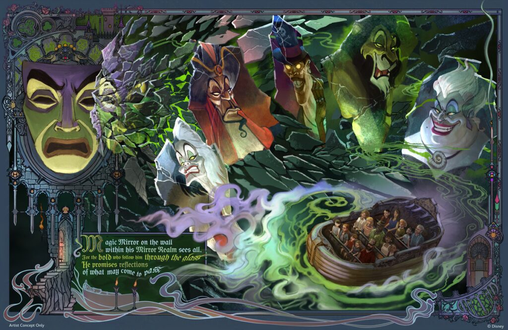 Villains Land concept art for Magic Mirror dark ride
