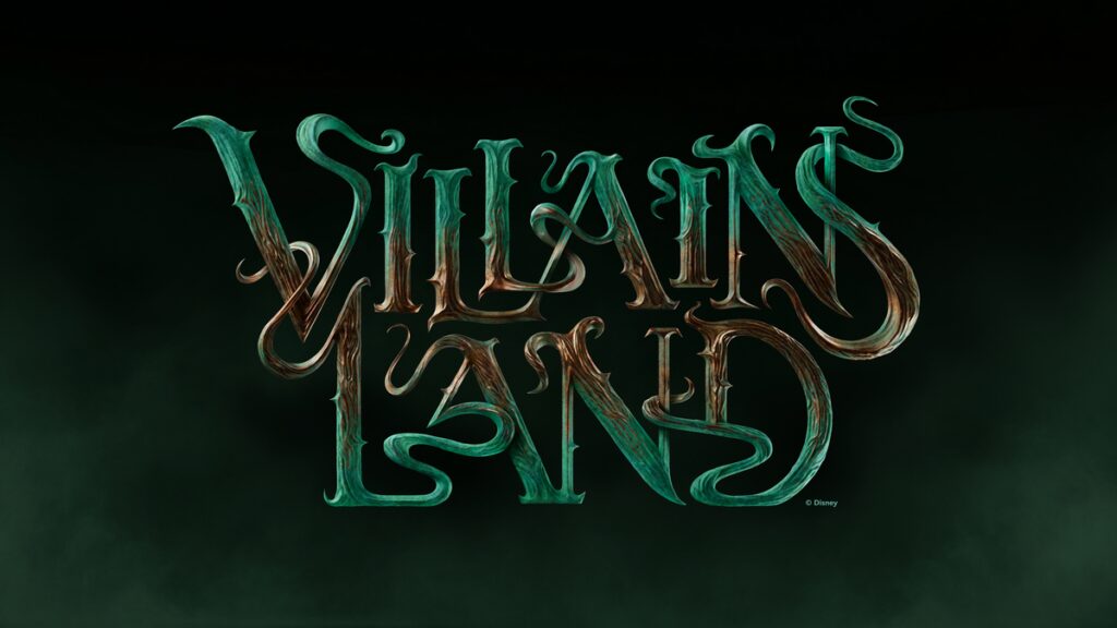 Logo for upcoming Villains Land at Magic Kingdom