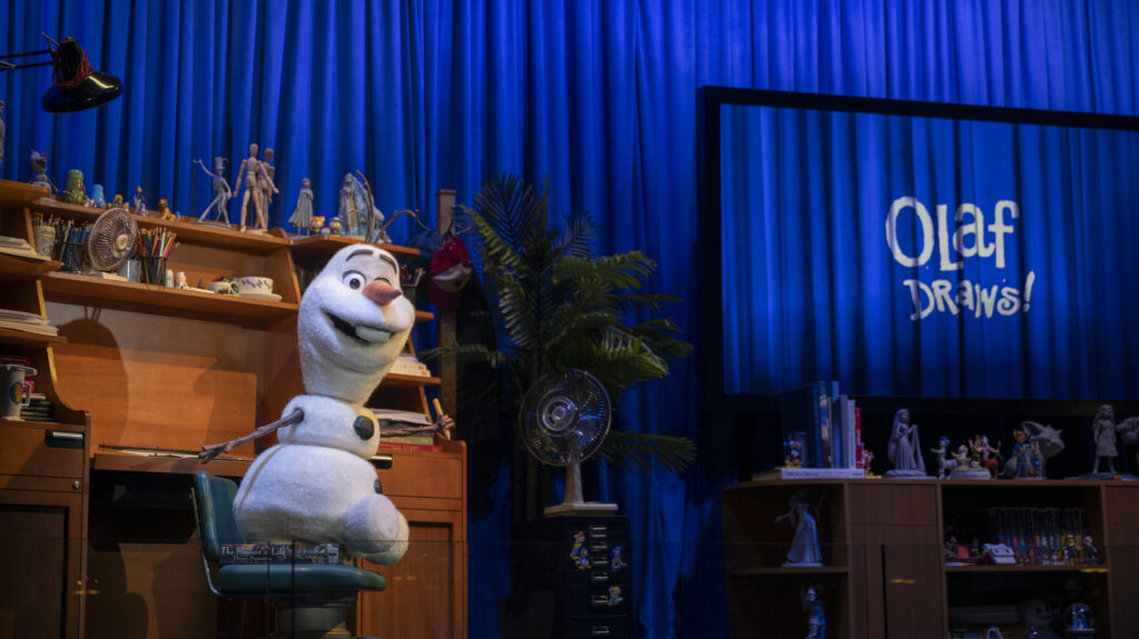 Olaf at an animator's desk