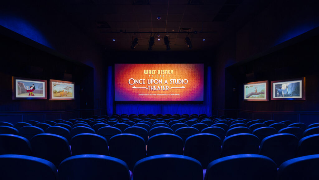 Movie screen with a title card