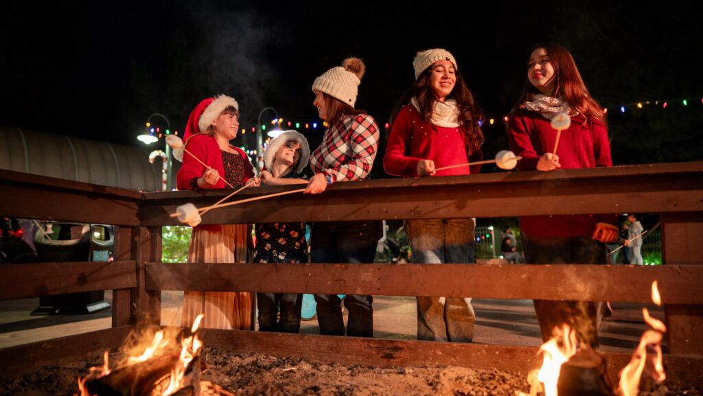 Family roasting marshmallows