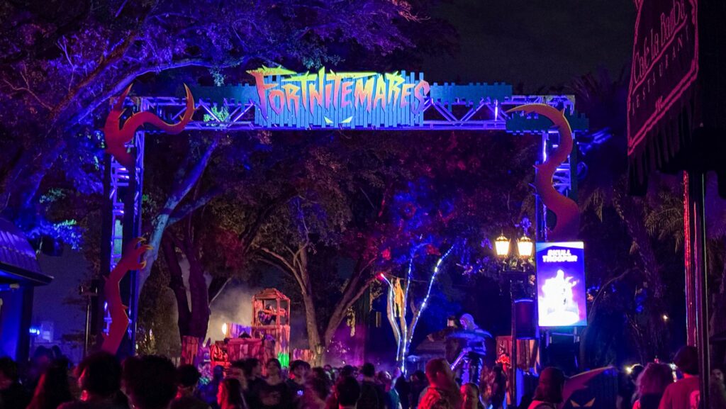 Fortnitemares scare zone entrance at Halloween Horror Nights at Universal Orlando