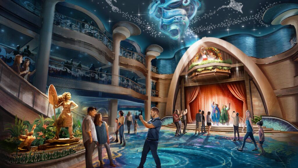 Concept art for Grand Hall on the Disney Believe themed after 'Moana'