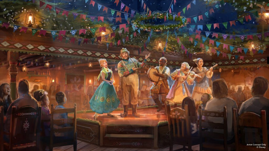 Concept art for Oaken's Table: A Frozen Family Feast coming to the Disney Believe