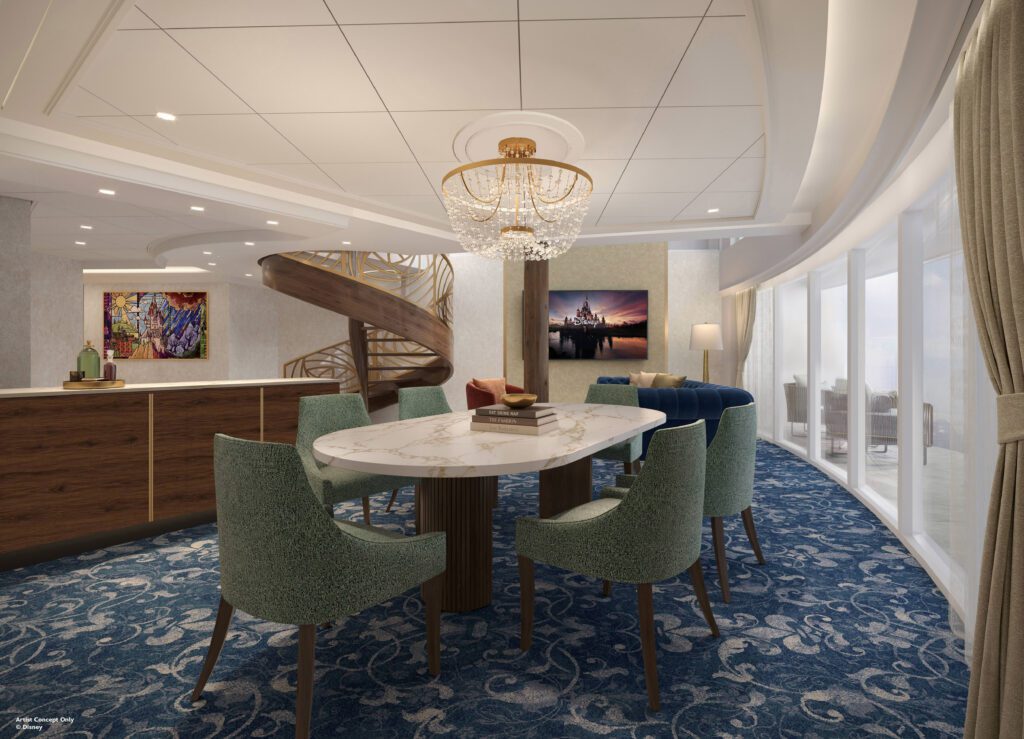 Concept rendering of Royal Rose Suite aboard the Disney Believe 